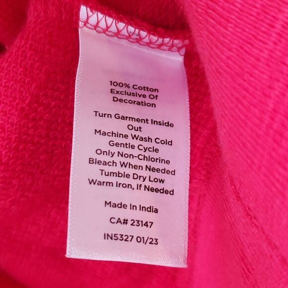 TALBOTS RED EMBROIDERED SLEEVE SWEATSHIRT CREW NECK HIGH LOW HEM COTTON lLARGE - Picture 3 of 8